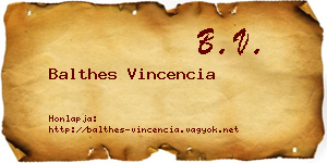 Balthes Vincencia névjegykártya